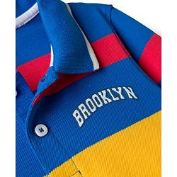 Babyhug Single Jersey Knit Striped Polo T-Shirt & Denim Jeans Set - Multicolor