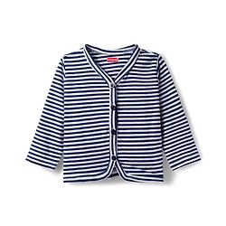 Babyhug Single Jersey Knit Full sleeves Front Open Co-Ord T-Shirt and Lounge Pant Set with Stripes - Navy Blue & White