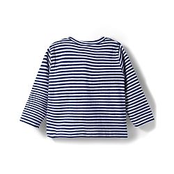 Babyhug Single Jersey Knit Full sleeves Front Open Co-Ord T-Shirt and Lounge Pant Set with Stripes - Navy Blue & White