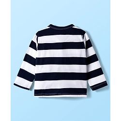 Babyhug Single Jersey Knit Full Sleeves Co-Ord Front Open T-Shirt & Joggers Set With Stripes - Black & White