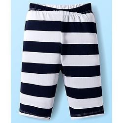 Babyhug Single Jersey Knit Full Sleeves Co-Ord Front Open T-Shirt & Joggers Set With Stripes - Black & White
