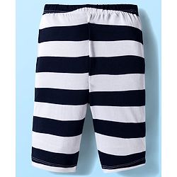 Babyhug Single Jersey Knit Full Sleeves Co-Ord Front Open T-Shirt & Joggers Set With Stripes - Black & White