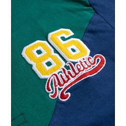 Babyhug 100% Cotton Knit Full Sleeves Cut & Sew Polo T-Shirt with Baseball Theme Print - Dark Green & Blue
