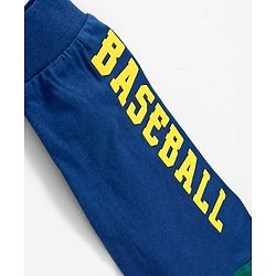 Babyhug 100% Cotton Knit Full Sleeves Cut & Sew Polo T-Shirt with Baseball Theme Print - Dark Green & Blue