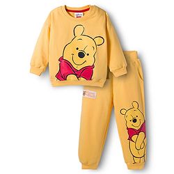Babyhug Disney Terry Knit Full Sleeves Sweatshirt & Trackpant Set with Winnie the Pooh Graphic and Sherpa Sleeves Detailing -  Yellow
