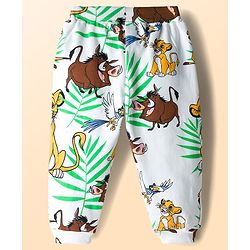 Babyhug Disney Terry Knit Track Pants with The Lion King Graphic Pack of 2 - White & Green
