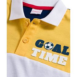 Babyhug 100% Cotton Knit Full Sleeves Cut & Sew Polo T-Shirt with Text Graphic - Multicolor