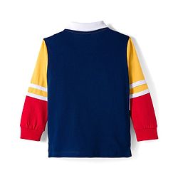 Babyhug 100% Cotton Knit Full Sleeves Cut & Sew Polo T-Shirt with Text Graphic - Multicolor