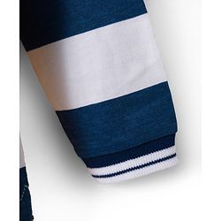 Babyhug 100% Cotton Knit Full Sleeves Polo Collar T-Shirt with Stripes & M Text Patch - Yellow & White