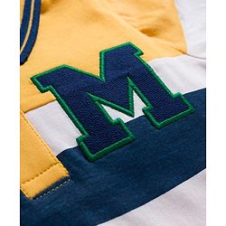 Babyhug 100% Cotton Knit Full Sleeves Polo Collar T-Shirt with Stripes & M Text Patch - Yellow & White