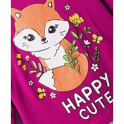 Babyhug Cotton Knit Full Sleeves Night Suit With Animal & Floral Print - Purple