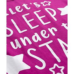 Babyhug Cotton Knit Full Sleeves Night Suit With Text Print - Pink
