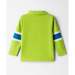 Babyhug 100% Cotton Knit Full Sleeves Polo T-Shirt with LA Text Print - Neon Green