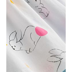 Babyhug Cotton Knit Full Sleeves Co-ords Night Suit With Animal Print - White