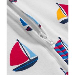 Babyhug Cotton Knit Full Sleeves Footed Sleepsuit With Nautical Theme Print - White