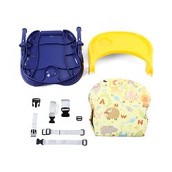 Babyhug 2 in 1 Kids Feeding Chair & Booster Chair with Removable Tray & Seat Cushion - Yellow| Adjustable Height| Safety Harness| Foldable Legs| Non Slip Base| Easy to Clean| Durable Built