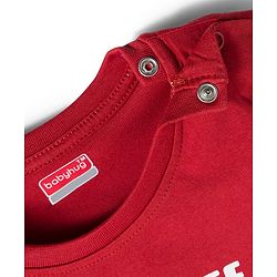 Babyhug 100% Cotton Knit Full Sleeves T-Shirt with Animal Print - Dark Red