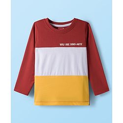 Babyhug 100% Cotton Knit Full Sleeves T-Shirts with Stripes & Animal Print Pack of 3 - White & Brown