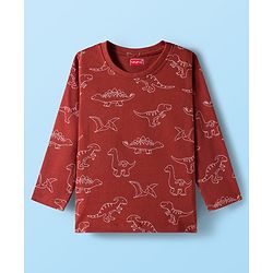 Babyhug 100% Cotton Knit Full Sleeves T-Shirts with Stripes & Animal Print Pack of 3 - White & Brown