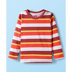 Babyhug 100% Cotton Knit Full Sleeves T-Shirts with Stripes & Animal Print Pack of 3 - White & Brown