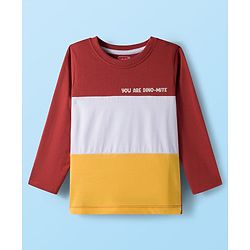 Babyhug 100% Cotton Knit Full Sleeves T-Shirts with Stripes & Animal Print Pack of 3 - White & Brown