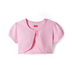 Babyhug Single Jersey Knit Floral Printed Frock with Half Sleeves Shrug & Bow Applique - Pink & Navy Blue