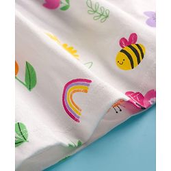 Babyhug Cotton Knit Half Sleeves Floral Printed Frock With Shrug - Pink & White