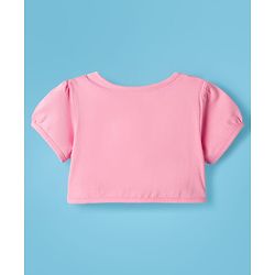 Babyhug Cotton Knit Half Sleeves Floral Printed Frock With Shrug - Pink & White