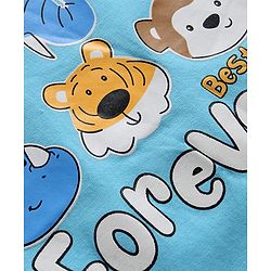 Babyhug 100% Cotton Knit Full Sleeves T-Shirt with Animal Print - Light Blue
