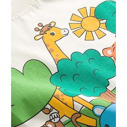 Babyhug 100% Cotton Knit Full Sleeves T-Shirt with Animal & Jungle Print - Offwhite