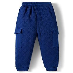 Babyhug Terry Knit Full Raglan Sleeves T-Shirt & Lounge Pant Set With Giraffe Print - White & Navy Blue