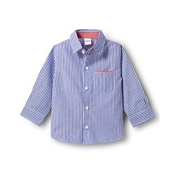 Babyhug 100% Cotton Woven Full Sleeves Striped Shirt & Pant Set With Bow & Suspender - Blue & Pink