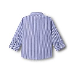 Babyhug 100% Cotton Woven Full Sleeves Striped Shirt & Pant Set With Bow & Suspender - Blue & Pink