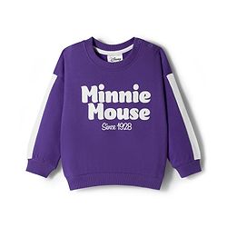 Babyhug Disney Terry Full Sleeves Drop Shoulder T-Shirt and Trackpant with Minnie Mouse Graphics - Purple