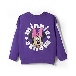 Babyhug Disney Terry Full Sleeves Drop Shoulder T-Shirt and Trackpant with Minnie Mouse Graphics - Purple