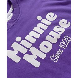 Babyhug Disney Terry Full Sleeves Drop Shoulder T-Shirt and Trackpant with Minnie Mouse Graphics - Purple