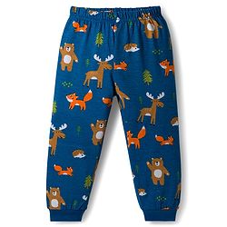 Babyhug Cotton Knit Full Sleeves Night Suit With Animal Print - Teal Blue