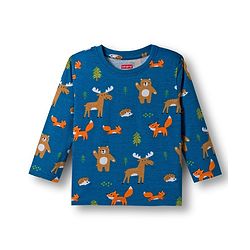 Babyhug Cotton Knit Full Sleeves Night Suit With Animal Print - Teal Blue