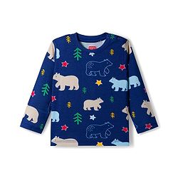 Babyhug Cotton Knit Full Sleeves Co-ords Night Suit With Animal Print - Navy Blue