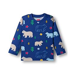 Babyhug Cotton Knit Full Sleeves Co-ords Night Suit With Animal Print - Navy Blue