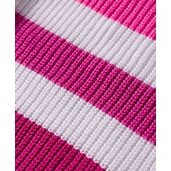 Babyhug Knitted Full Sleeves Striped Sweater Set - Dark Pink & White