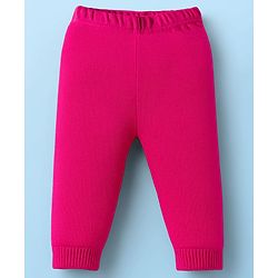 Babyhug Knitted Full Sleeves Striped Sweater Set - Dark Pink & White