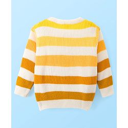 Babyhug Knit Full Sleeves Pullover Sweater with Stripes - Yellow
