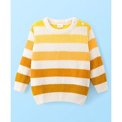 Babyhug Knit Full Sleeves Pullover Sweater with Stripes - Yellow