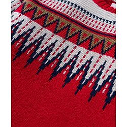 Babyhug Knit Full Sleeves Pullover Sweater Set with Stripes & Zig Zag Design - Red & White