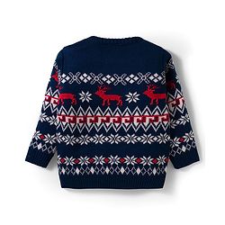 Babyhug Knit Full Sleeves Pullover Sweater Set with Snow Flakes & Reindeer  Design - Navy Blue