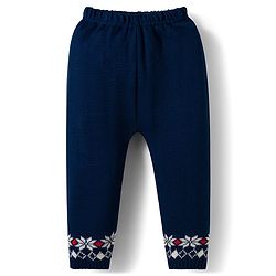 Babyhug Knit Full Sleeves Pullover Sweater Set with Snow Flakes & Reindeer  Design - Navy Blue