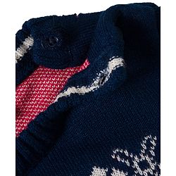 Babyhug Knit Full Sleeves Pullover Sweater Set with Snow Flakes & Reindeer  Design - Navy Blue