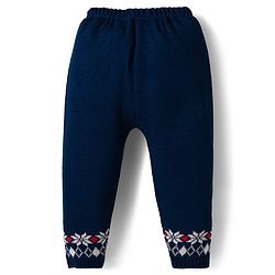 Babyhug Knit Full Sleeves Pullover Sweater Set with Snow Flakes & Reindeer  Design - Navy Blue