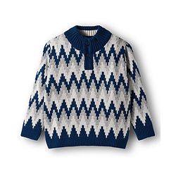 Babyhug Knit Full Sleeves Pullover with Zig Zag Design - Navy Blue